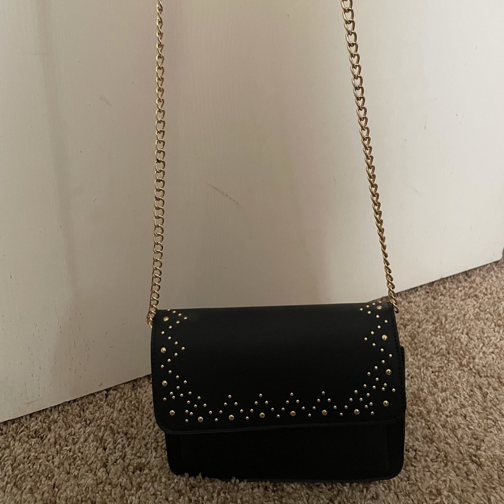 Black and gold shoulder purse